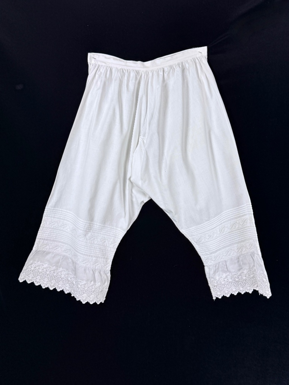 Antique True Victorian White Cotton Pantaloons Bloomers Open Crotch Sm Flaws